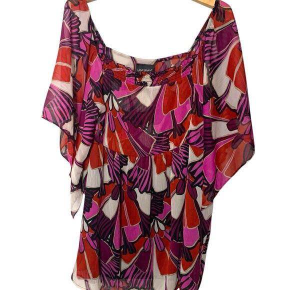 Lane Bryant Blouse Women's Size 22/24 Purple Semi-Sheer Lined Colorful Fairy - Picture 1 of 5